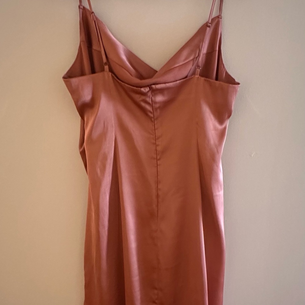 Pink Ruched Asymmetrical Slip Dress - Picture 2 of 4